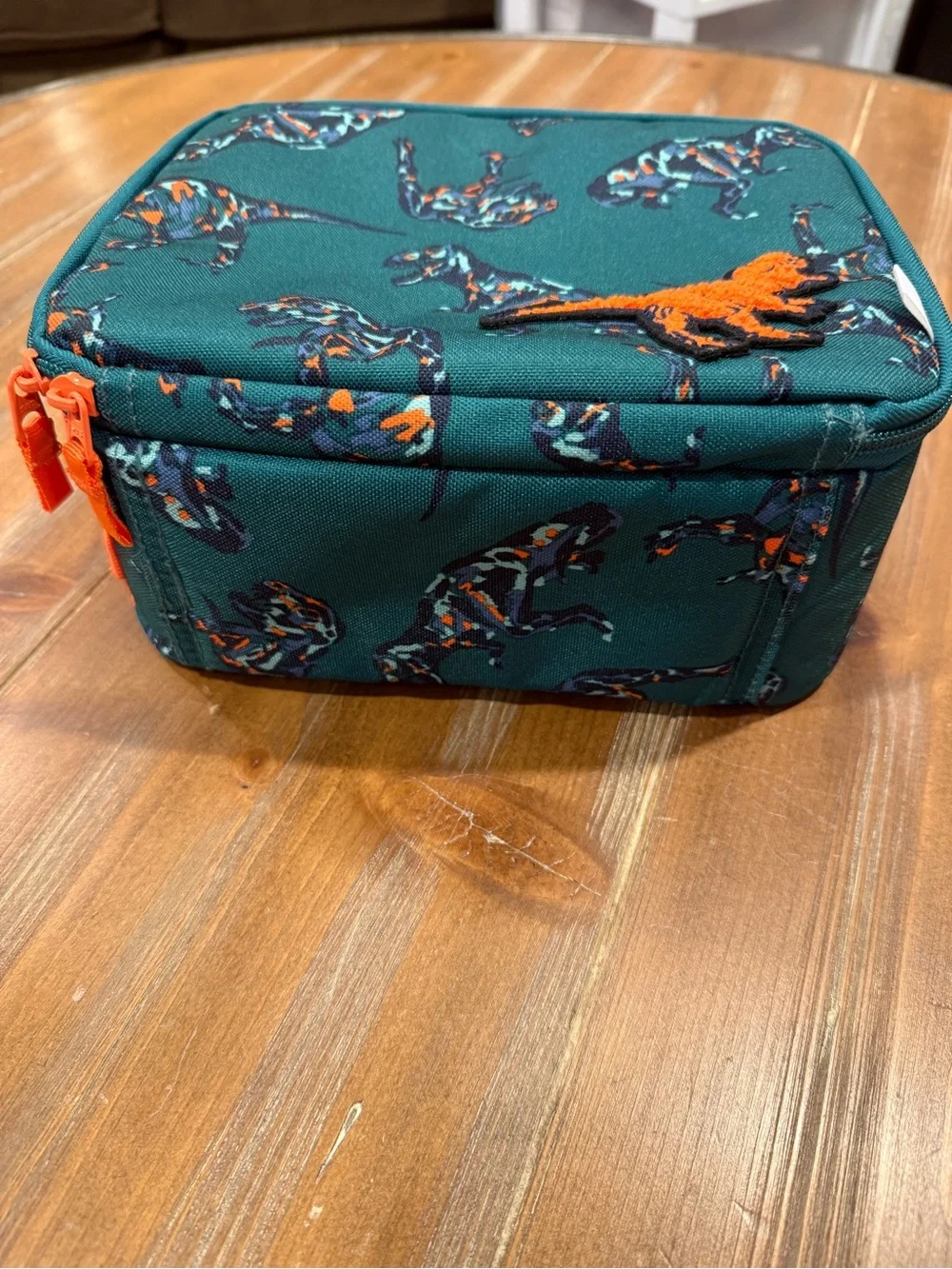 Cat & Jack Dino Print Zipper Lunch Box Bag NWT Viral Green Orange Dinosaur Trex